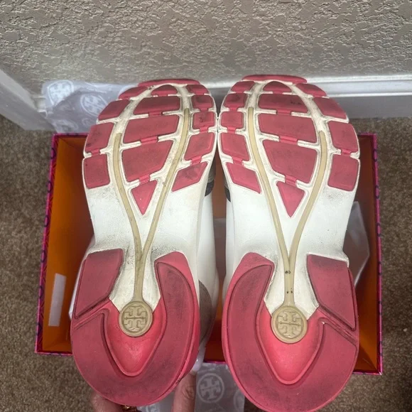 Tory Burch White, Gray & Pink Platform Sneakers - Picture 4 of 6